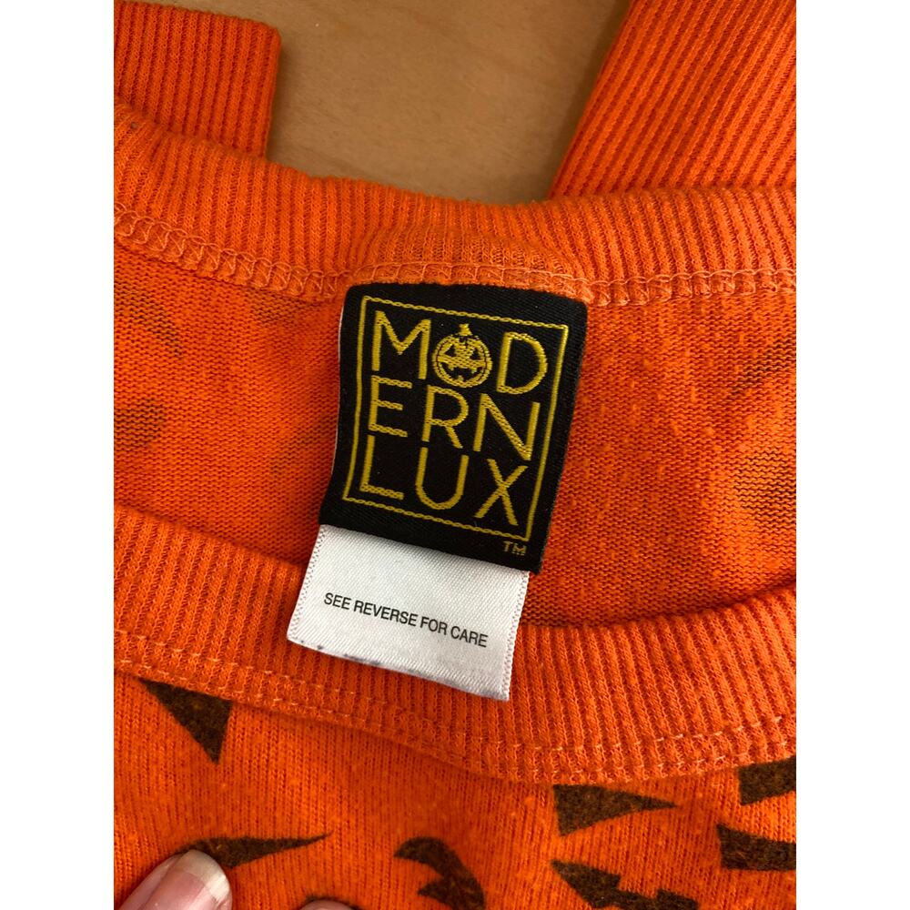 Halloween Pumpkin Jack-o-lantern lightweight Orange Sweatshirt Size Large Girls - Picture 7 of 9
